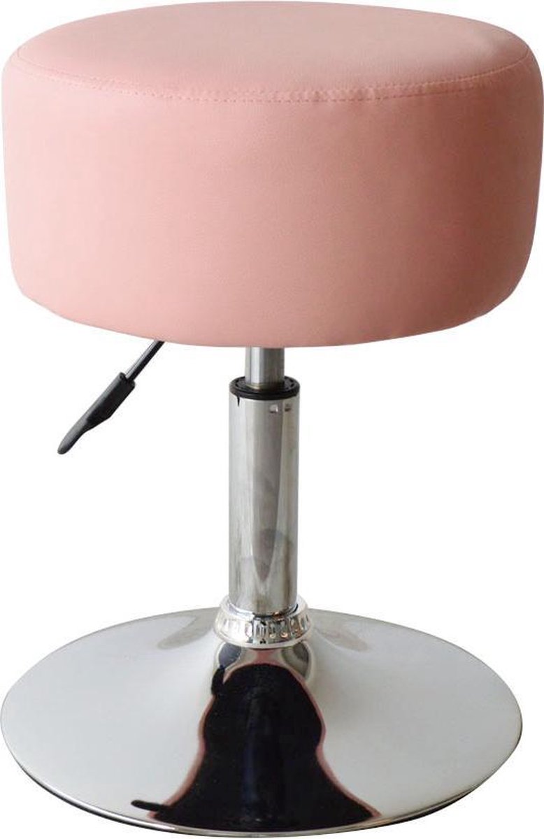 Krukje retro vintage industrieel - kaptafel kruk stoel -  hoogte verstelbaar tot 65 cm - roze - VDD