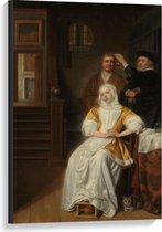 Canvas  - Oude meesters - 'De bleekzuchtige dame', Samuel van Hoogstraten - 60x90cm Foto op Canvas Schilderij (Wanddecoratie op Canvas)