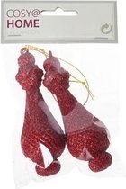 KERSTBALLEN SET 2 STUKS | KERSTVERSIERING | ROOD KUNSTSTOF | 4XH11 | GLITTER CALABASH SHAPE