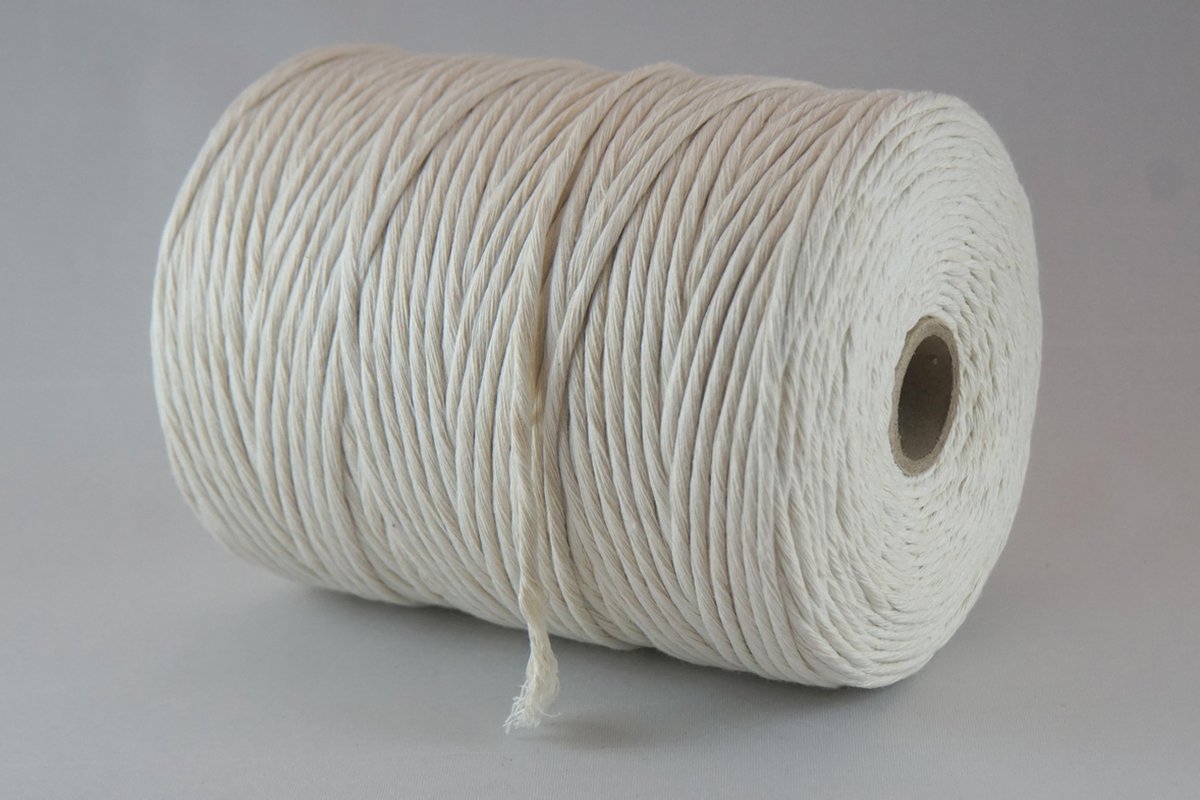 Cordelette en coton, écru, épaisseur : 3 mm, longueur : 50 m