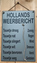 Zinken tekstbord Hollands weerbericht - licht grijs - 20x30 cm. - weerstation - tuin