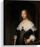 Canvas  - Oude meesters - Portret van een vrouw, Rembrandt van Rijn, 1639 - 30x40cm Foto op Canvas Schilderij (Wanddecoratie op Canvas)
