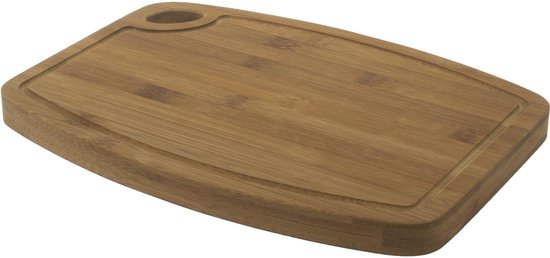Bamboe Snijplank met Groef voor Vloeistoffen en Handvatten (38 x 25cm) – Grote Snijplank van Hout voor Vlees, Kaas en Groenten – Bamboe Dienblad – Profesionele Houten Snijplank – Beste Cadeau