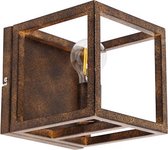 QAZQA cage - Industriele Wandlamp voor binnen - 1 lichts - D 20 cm - Bruin - Industrieel - Woonkamer | Slaapkamer | Keuken