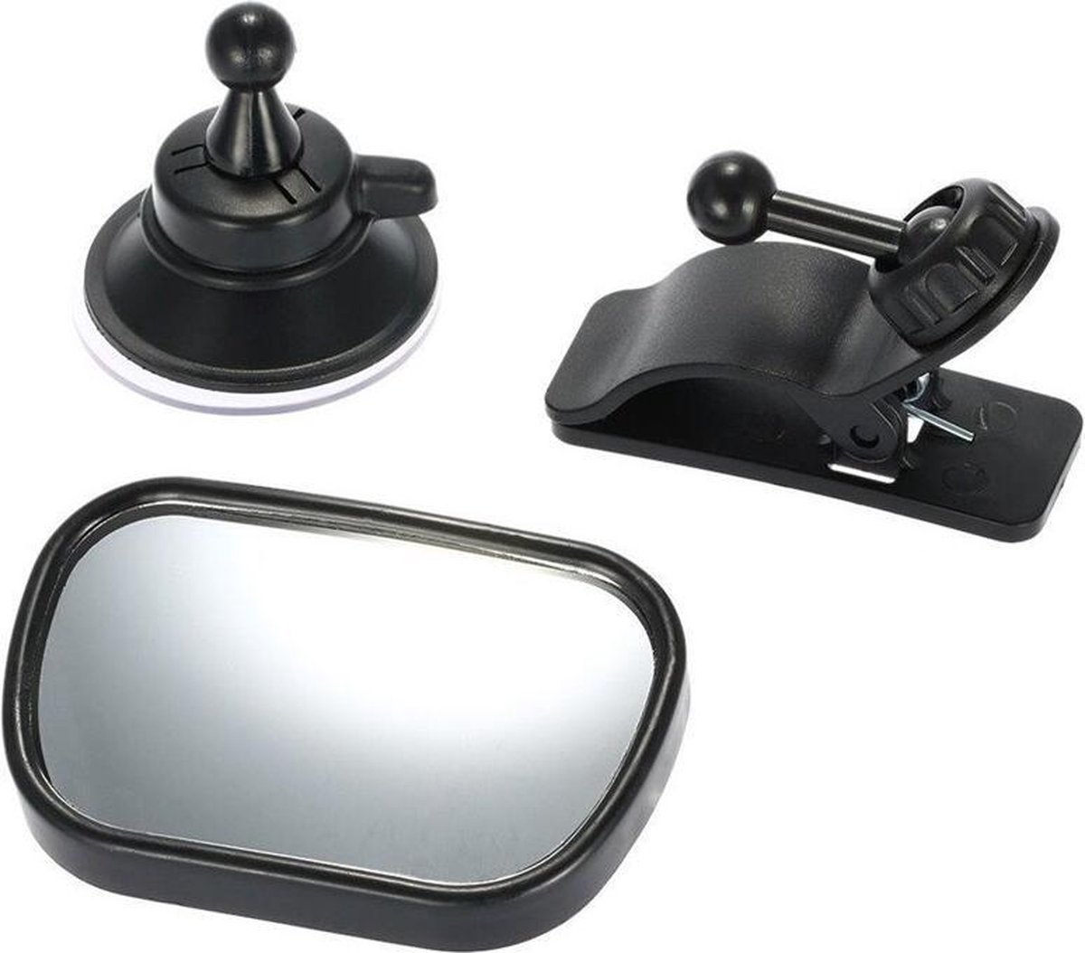 DrPhone BVM Series – 2 In 1 – Baby Spiegel - Auto Spiegel – 2 standen – Zwart – Mirror View – Zwart