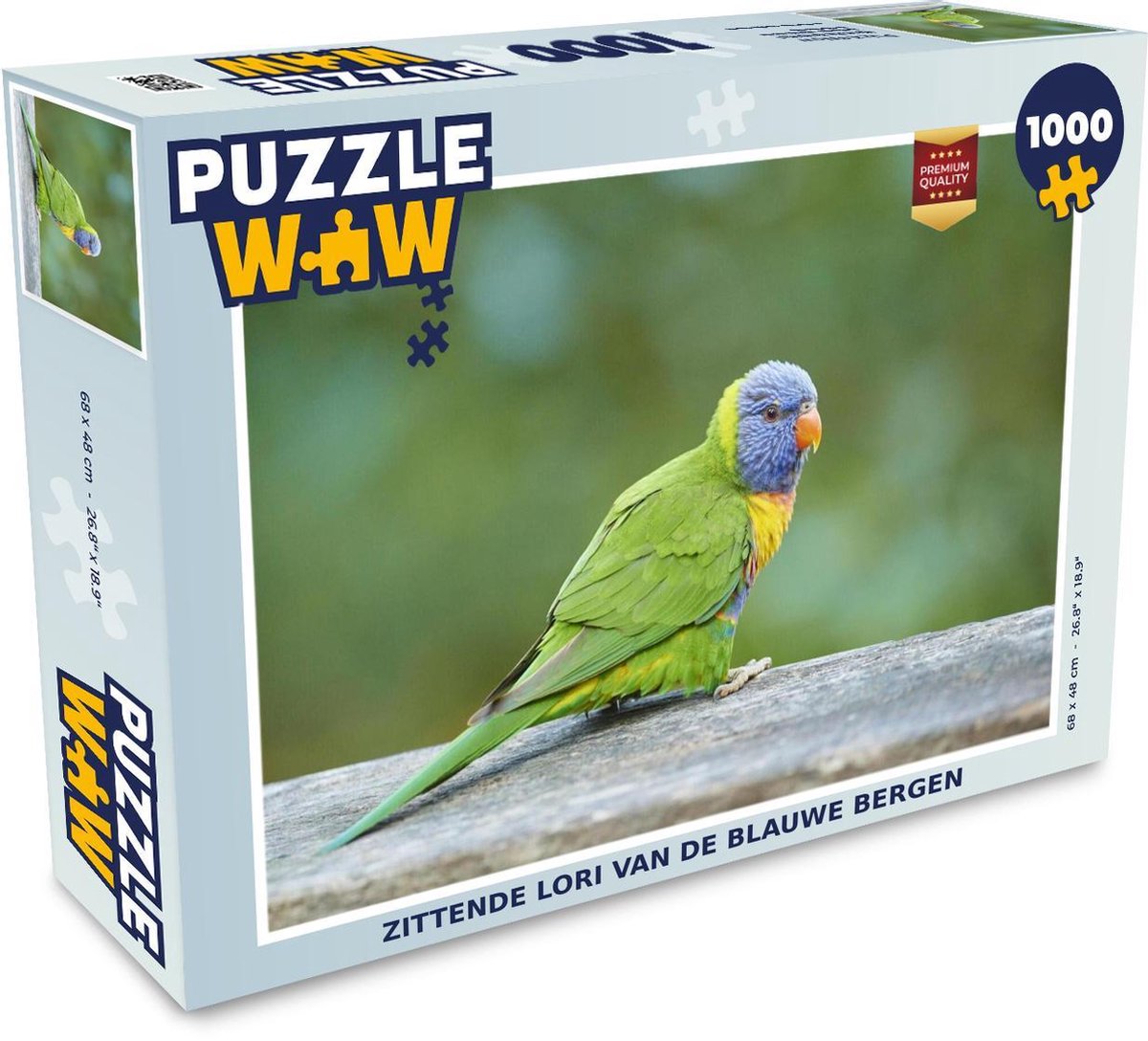 Afbeelding van product Puzzel 1000 stukjes volwassenen Lori van de blauwe bergen 1000 stukjes - Zittende Lori van de blauwe bergen - PuzzleWow heeft +100000 puzzels