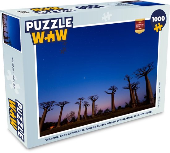 Puzzel Verschillende Afrikaanse baobab bomen onder een blauwe sterrenhemel  - Legpuzzel... | bol.com