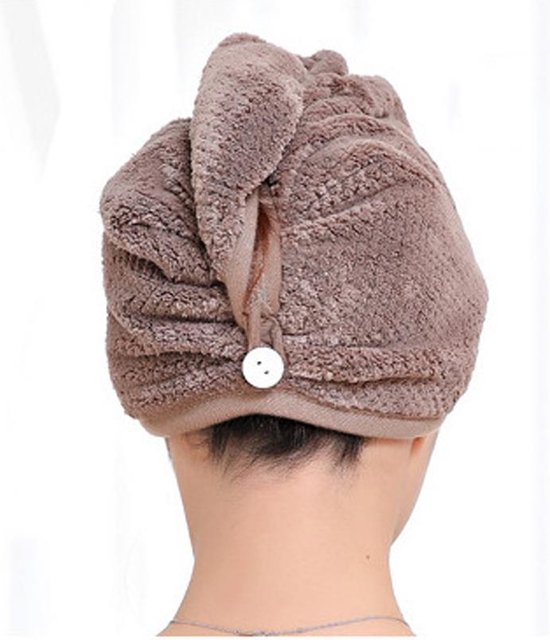 Aanpassing Getand Rondsel Haar Handdoek - Sneldrogende Handdoek voor je Haar - Microvezel - Bruin |  bol.com
