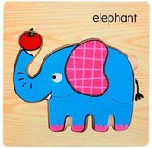 Houten Kinder Puzzel  Olifant  - 0 t/m 4 jaar