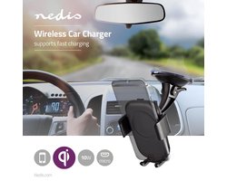 Nedis Draadloze Autolader - Telefoonhouder met wireless / draadloos opladen - 10W