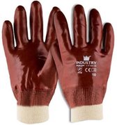 Handschoen PVC rood met tricot manchet en gesloten rugzijde, 1 paar, maat 10/XL