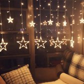 ChristmasXL Kerstverlichting | Sterrengordijn | Kerst | kerststerren | feest licht gordijn | Warm wit licht | 2,5 m ENERGIE ZUINIG | 12 sterren - inclusief afstandsbediening