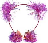 Jessidress Haarband Meisjes Haar Diadeem met haarclips gemaakt met pompon - Fushia