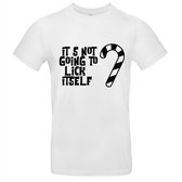 It's Not Going To Lick Itself Heren t-shirt | Lick | snoep | kerst | christmas | xmas | Wit