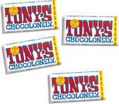 Tony's Chocolonely Witte Chocolade Reep - 4 x 180 gram Chocola