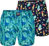 Happy Shorts 2-pack Wijde Boxershorts Jungle + Tropical - Maat  L - Losse boxershort heren