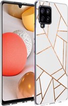 iMoshion Design voor de Samsung Galaxy A42 hoesje - Grafisch Koper - Wit / Goud