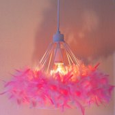 Funnylight Design hanglamp Kiki met roze veren  voor de hal kamer en kids slaapkamer