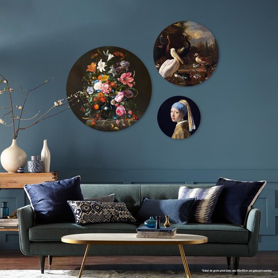 Vase rond mural avec fleurs - Jan Davidsz de Heem - 100x100 cm - Cercle mural - Dibond - Aluminium