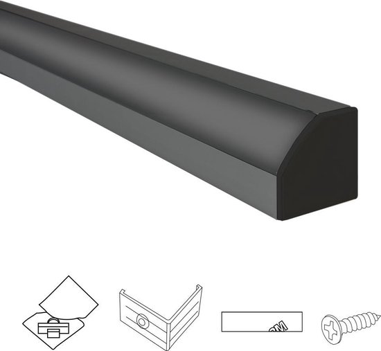 Pretentieloos Mentaliteit Uitbreiding Aluminium led strip hoekprofiel zwart 4M breed - Compleet met afdekkap |  bol.com