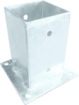 Post Support Base 91x150 mm , Post Support Bracket on Plate, Screw on Sleeve for Square Wooden Post