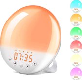 M-Iconic Wake up light - Wekkerradio - Wake up light wekker - Lichtwekker - Wake-up light - Slaaphulp - Sleep light - 7 verschillende kleuren - Natuurgeluiden - FM-Radio
