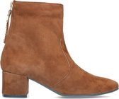 Manfield - Dames - Cognac enkellaarsjes met rits - Maat 37