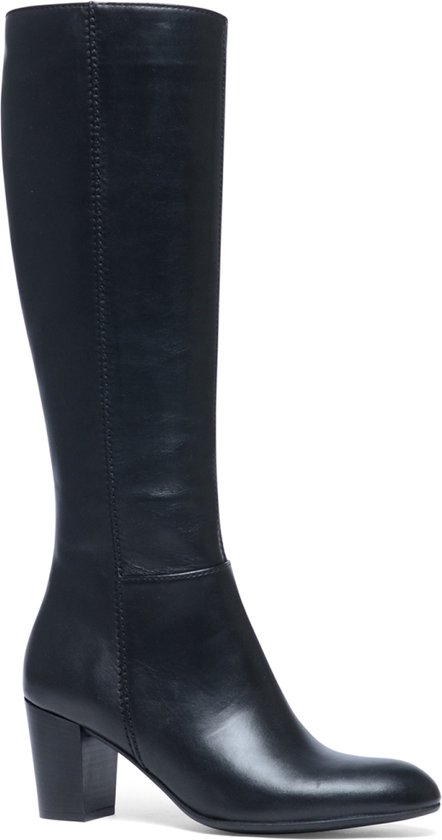 Manfield - Dames - Zwarte hoge laarzen met hak met smalle schacht - Maat 42  | bol.com