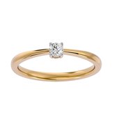 AËLRA 14K geel gouden fashion ring voor dames, 0.15ct natuurlijke ronde solitaire diamant