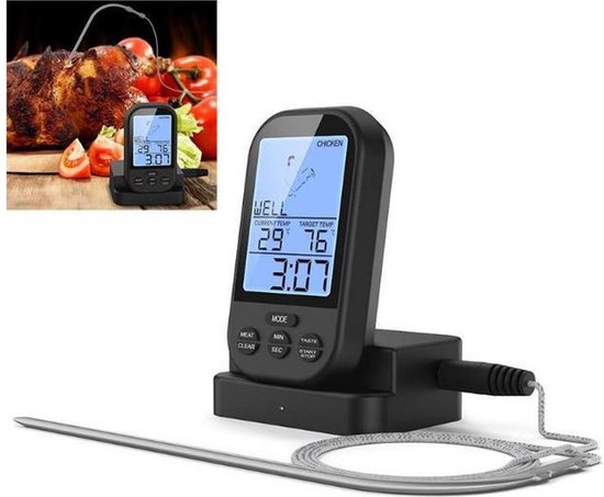 4cookz® Thermomètre à viande / thermomètre BBQ sans fil - Zwart - 0° - 250  ° | bol.com
