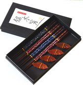 Asiansticks - Luxe Houten Chopsticks Met Houder - Sushiset voor 4 personen - Cadeauset