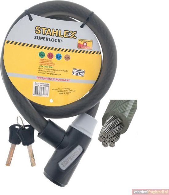 Stahlex Kabelslot - 22 x 1000 mm - Fijngevlochten Staal - Zwart van Stahlex — afbeelding 4