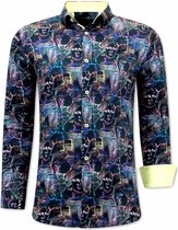 Luxe Bijzondere Heren Overhemden - 3067 - Geel/Zwart