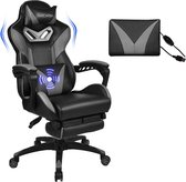 Bobby's Gamingstoel Massagefunctie - Game Stoelen - Bureaustoel - Voor Volwassenen - Ergonomisch - Gaming Chair - Zwart - Grijs