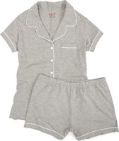 La V kort pyjamaset voor Meisjes met klassieke kraag    Grijs  140-146