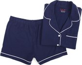 La V kort pyjamaset voor Meisjes met klassieke kraag  Donkerblauw  128-134