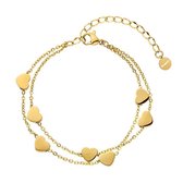 Shoplace Hartjes armband dames - Love - Cadeau voor vrouw - 15 t/m 20cm - Goud