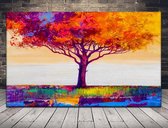 Bedrukte geverfde kleurrijke boom Canvas 120 x 80 cm