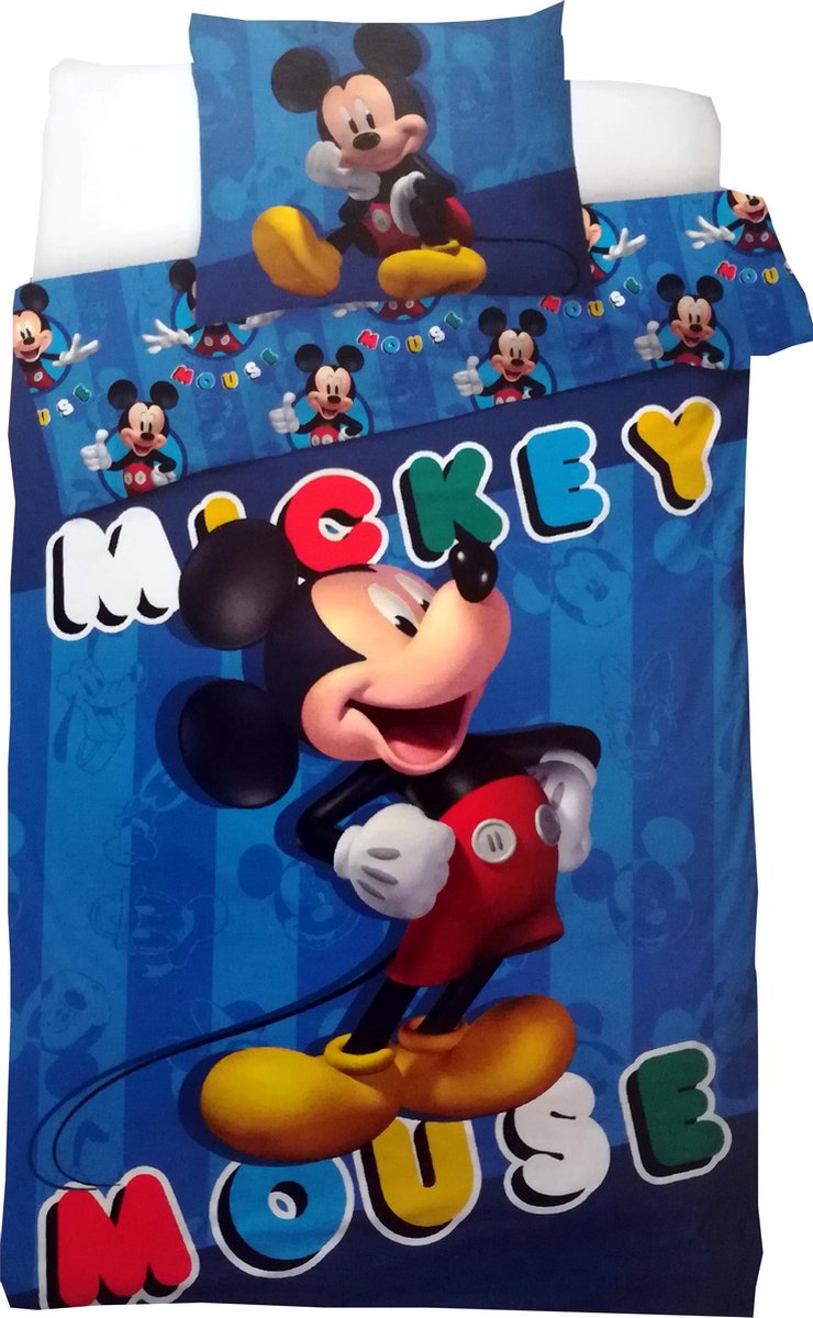 Disney Mickey Mouse - Dekbedovertrek - Blauw - Eenpersoons - 140 x 200 cm