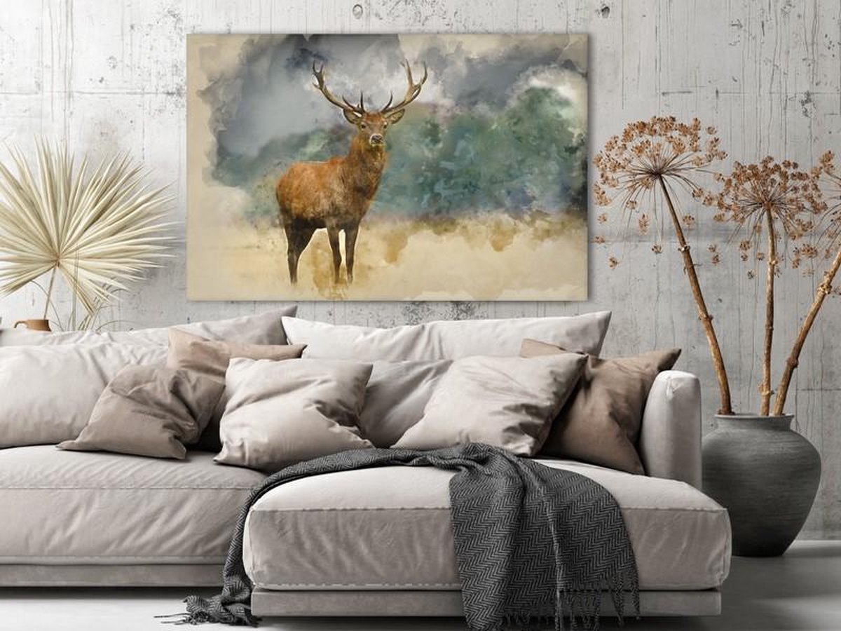 Natuurgetrouw hert Canvas 90 x 60 cm