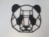 LBM Geometrische dierenkop Panda - Wanddecoratie/muurdecoratie Zwart - Hout medium