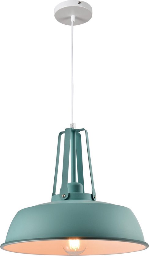 QUVIO Industriële hanglamp - Diameter 35 cm - Turquoise | bol.com