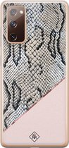 Samsung S20 FE hoesje siliconen - Snake print | Samsung Galaxy S20 FE case | Roze | TPU backcover transparant