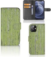 Wallet Book Case iPhone 12 | 12 Pro (6.1") Telefoon Hoesje Green Wood