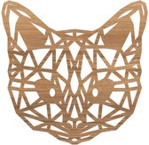 Geometrische Dieren Kat/Poes - Eiken hout - M (35x35 cm) - Cadeau - Kinderen - Geschenk - Woon decoratie - Woonkamer - Slaapkamer - Geometrische wanddecoratie - WoodWideCities