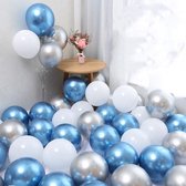 Geboorte ballonnen set Jongen | Zilver - Wit - Blauw | Baby - Boy | 9 stuks (kleine ballon 5 inch) | Babyshower - Kraamfeest - Kraamborrel - Decoratie - Feest - Kraamtijd - Kraambo