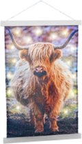 Wandkleed Schotse Hooglander met LED warm wit 40x60cm