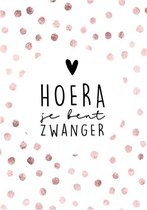 Poster - A4 - Roze Wit Stip - Zwanger - Hoera je bent zwanger!