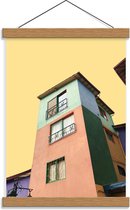 Schoolplaat – Huisjes met Verschillende Kleurtjes  - 30x40cm Foto op Textielposter (Wanddecoratie op Schoolplaat)