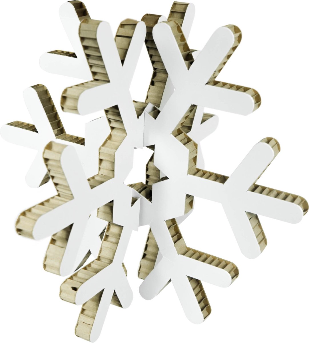 3Motion- Kerstversiering - Kerstdecoratie- Sneeuwvlok -5 stuks - Ecologisch- honingraadkarton -29 x 60 cm - 100% recyclebaar - dikte 16mm